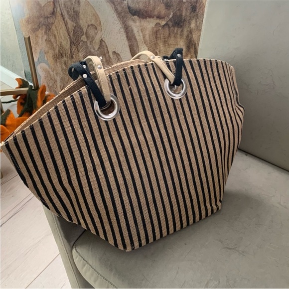 Polka Dot Tote Bag - Black and Tan - Picture 9 of 13